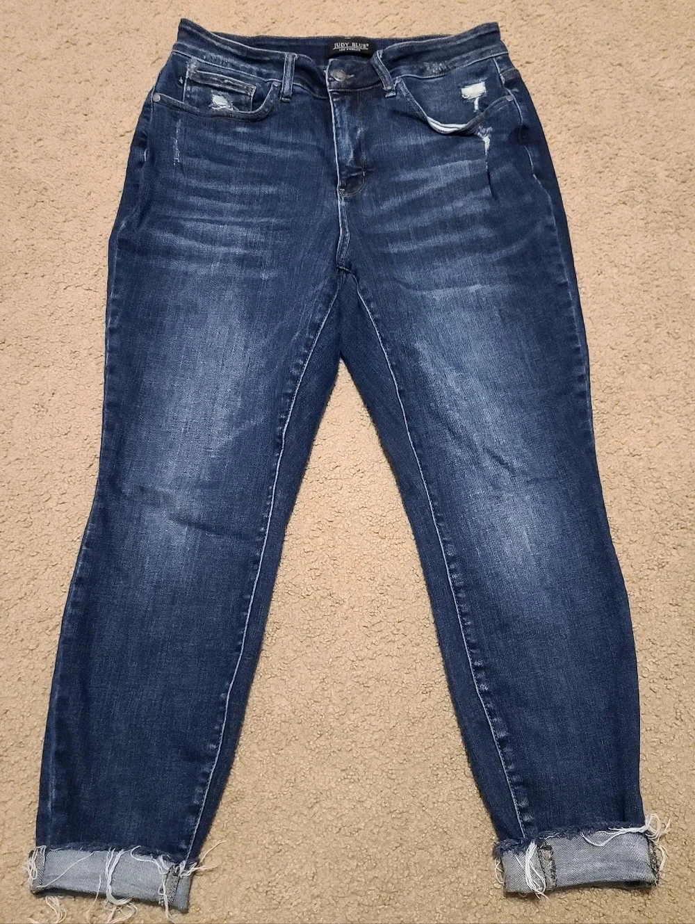 Women's 16W, Dark Blue Distressed Skinny Fit Jeans - Picture 1 of 6